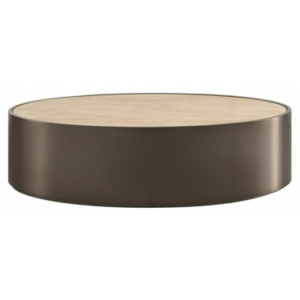 BONANZA Ovalt sofabord i stål og faux marmor 140 x 80 cm - Antik bronze/Beige marmor