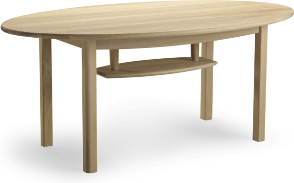 Sofabord Oscarssons Möbel Blanca, håndlavet ovalt design i hvidoileret massiv egetræ 120x70x57 cm