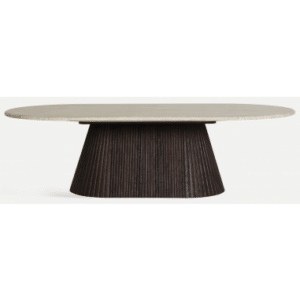 VERONA Sofabord i MDF og faux marmor 130 x 70 cm - Mørkebrun/Beige marmoriseret