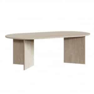 Ovalt sofabord i møbelplade H40 x B119 x D60 cm - Travertin