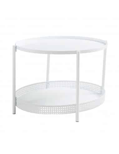 Ovalt sofabord i metal H43,5 x B66 x D50,5 cm - Hvid