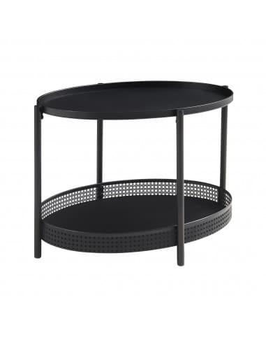 Ovalt sofabord i metal H43,5 x B66 x D50,5 cm - Sort