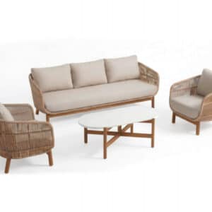 Helena 3 pers. Sofasæt m/Olivia sofabord 60x120 cm - Mørkolieret