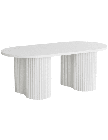 Ovalt sofabord i MDF 120 x 60 cm - Hvid