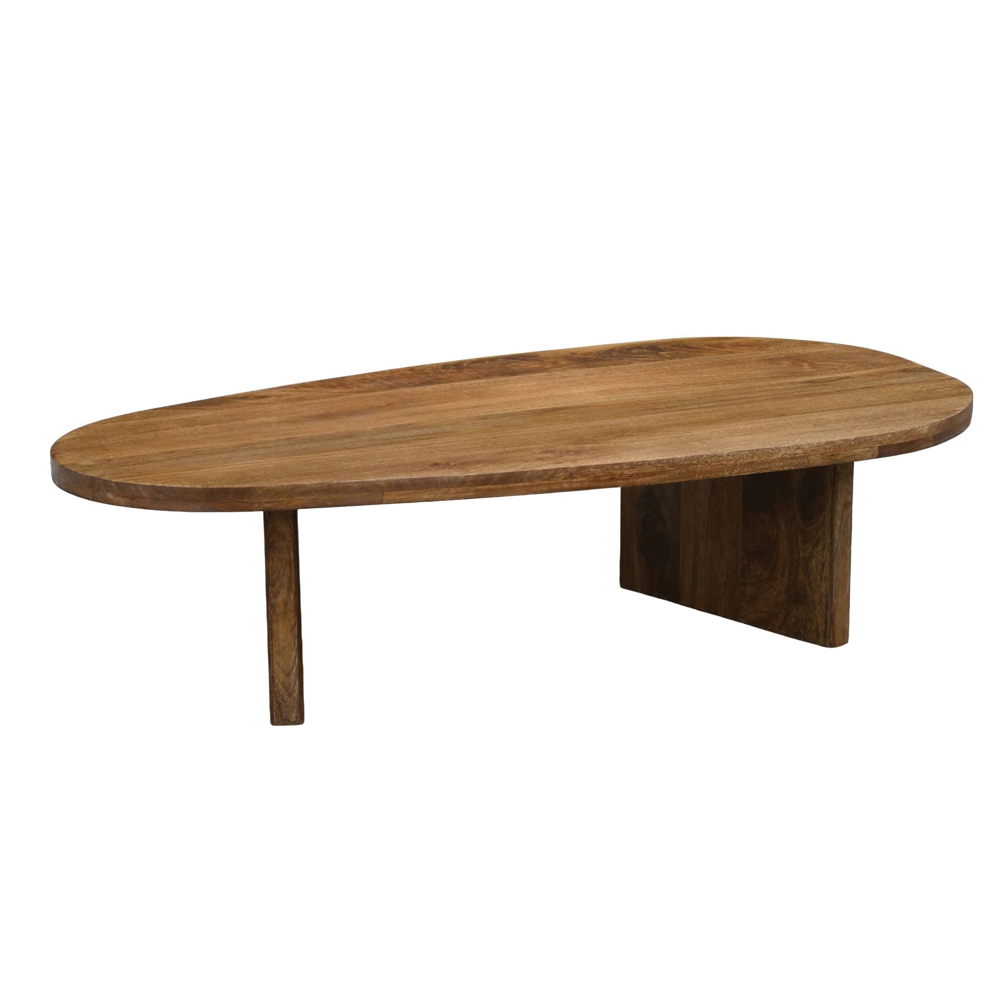 Ovalt Sofabord 120 cm i Massivt Mangotræ - Håndlavet Designbord med Afrundede Former